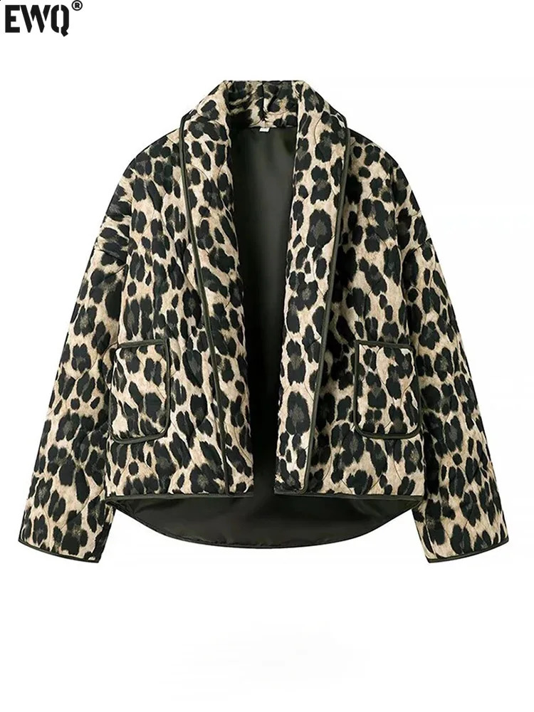 EWQ European Style Fashion All Match Cardigan Leopard Print Jacket Loose Casual Top Coat Women 2024 Spring Autumn 16U7408 240910