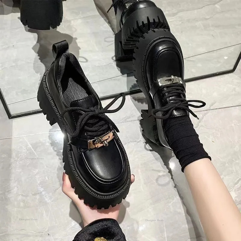 Leather Shoes Small British Style Loafers For Women, 2024 Summer New Minimalist Casual Dress With Thick Soles And Increased Height