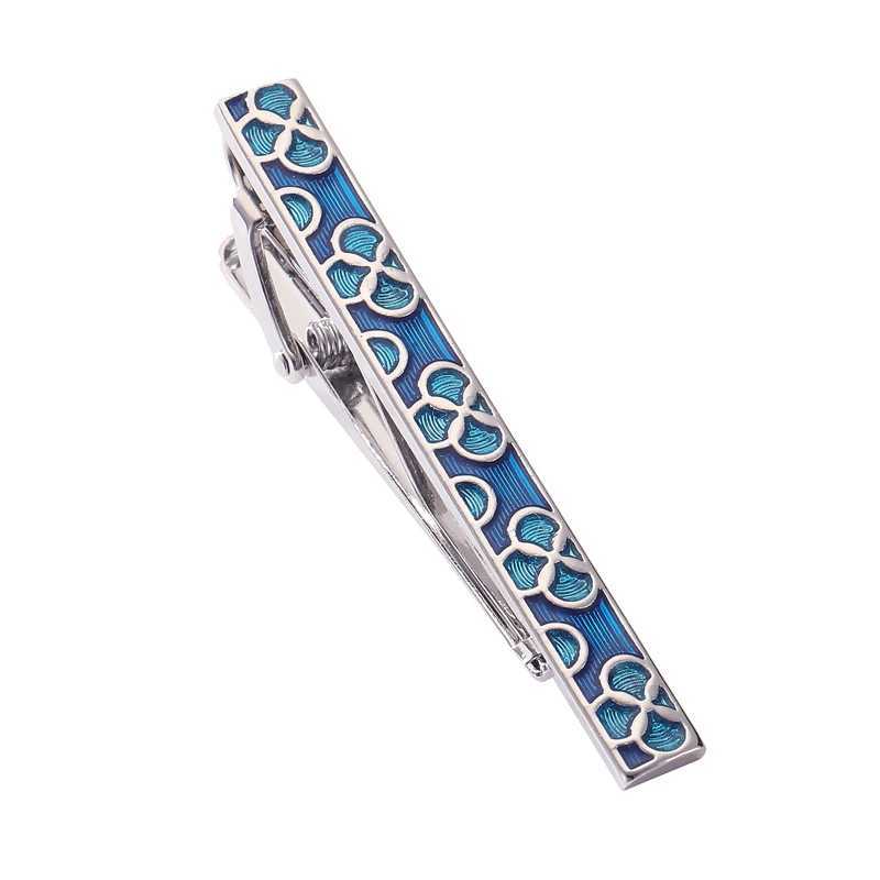 High quality mens tie clip classic blue clover metal clip shirt accessory wedding jewelry gift W240914