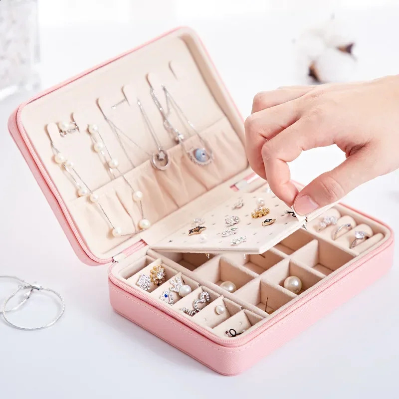 Jewelry Organizer Display Travel Jewelry Case Boxes Portable Jewelry Box Leather Storage Case Joyeros Organizador De Joyas 240910