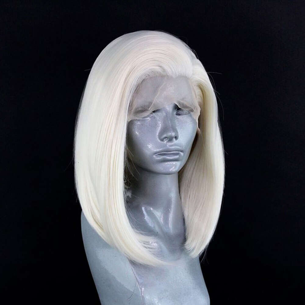 AIMEYA Platinum Blonde For Women Heat Resistant Synthetic Hair Natural Haire Short Bob Lace Front Wig