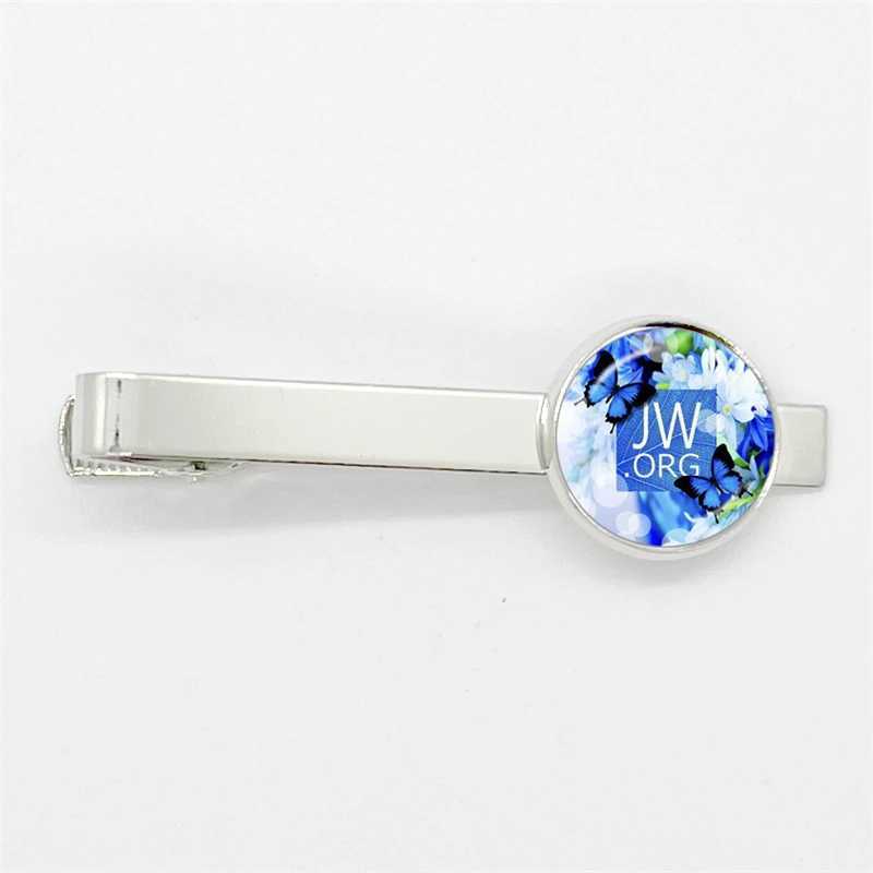 2023 New Steampunk Jehovahs Witness Tie Clip JW. Org high-quality round handmade jewelry glass gemstone clip W240914