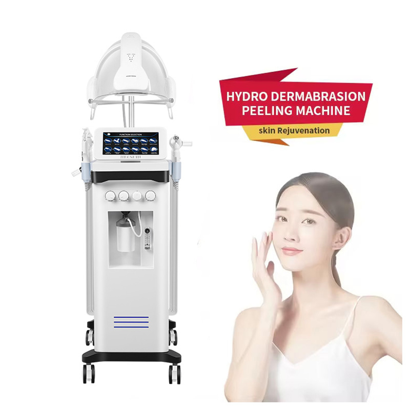 Professional 12 IN 1 Oxygen Dome Mask Pore Exfoliating Skin Care Lifting Machine Dermabrasion Facial Deep Cleansing Instrument Aqua Hydro Beauty Equip
