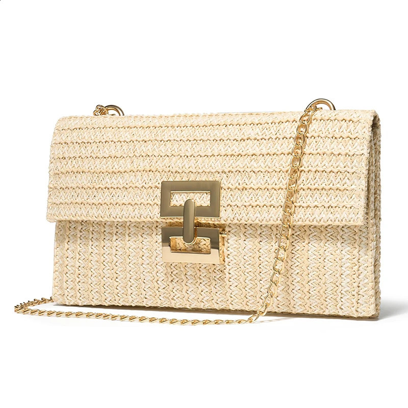 Grass envelope womens handbag summer beach Rafia willow wallet y ner shoulder messenger bag 240913