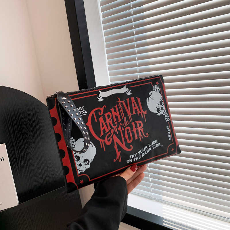 CMM Gothic Bag Female Item Niche Parody Halloween Small Square Bag Hundred Hands Holding Envelope Bag