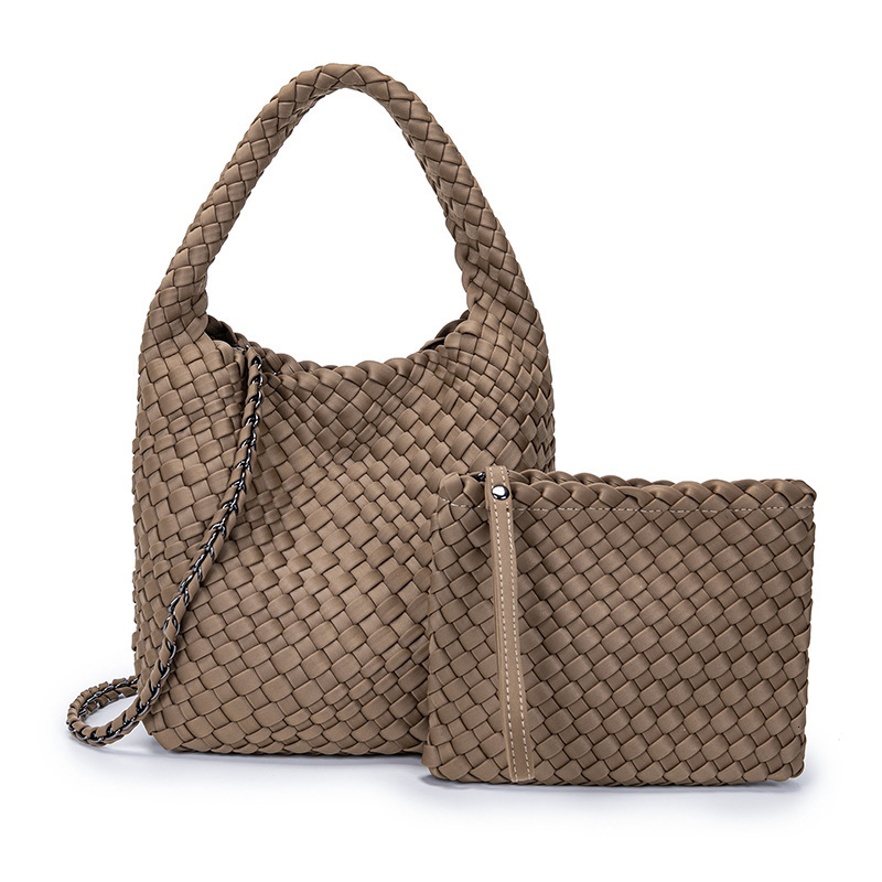 2024 new waterproof diving cloth hand woven women's casual handle, mother bag, single shoulder crossbody bag