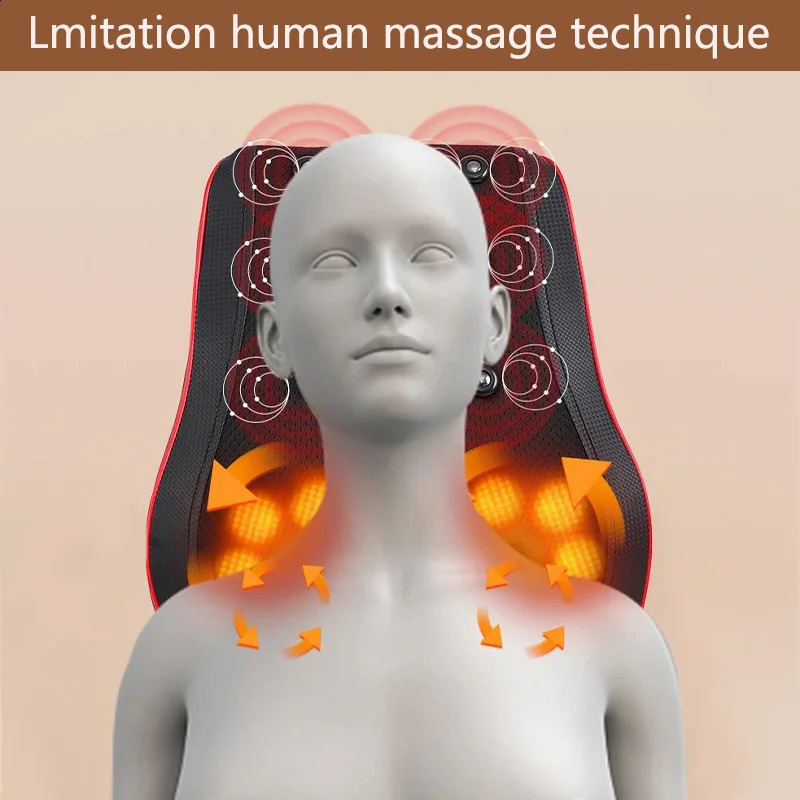 MTZION Massage Pillow Electric Finger Pressing Belt 20 Heating Massage Head 3D Pinching of Lumbar Spine Rolling Back Massage Relaxation 240914