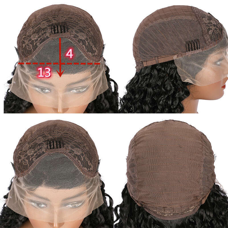 Short Afro Kinky Curly Synthetic Bob Wig Lace Front Wigs 10% Mixed Human Hair For Women Daily Wear Side Parting