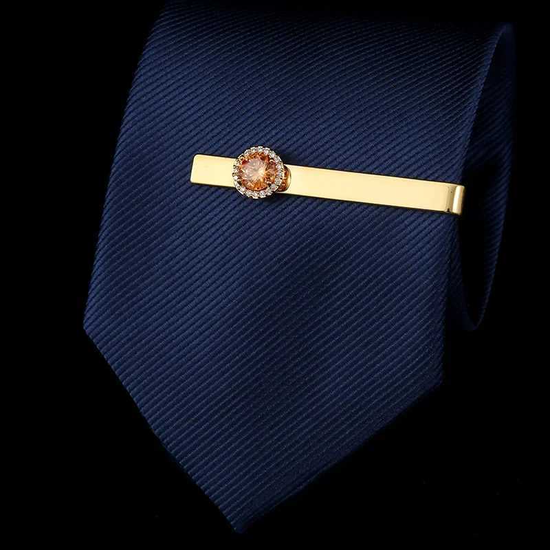 Mens high-end round zircon tie clip fashionable wedding dress necklace accessories jewelry luxury rhinestone tie clip mens gift W240914