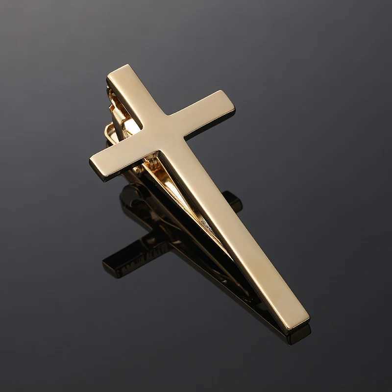 Classic mens and womens tie clips high-quality metal 4-color hand polished smooth cross clip set accessories jewelry W240914