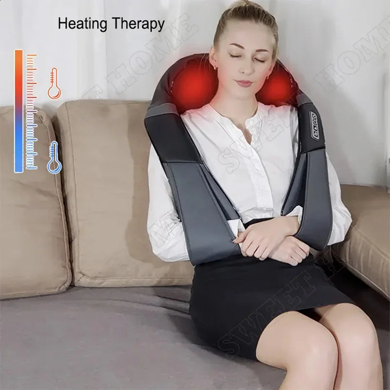 Heated neck and back massager electric deep tissue kneading and massage pillow for shoulders back and neck muscle 240914