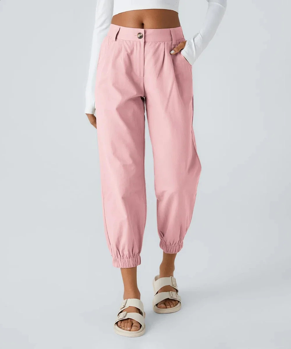 ZTE button zipper side pocket casual cotton jogging 240913