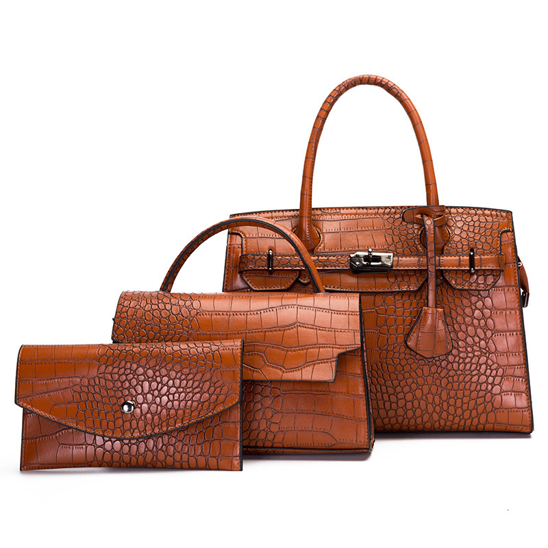 2025 New Fashion One Shoulder Handheld Luxury Bag 3-piece Set With Crocodile Pattern Mother Bag For Women