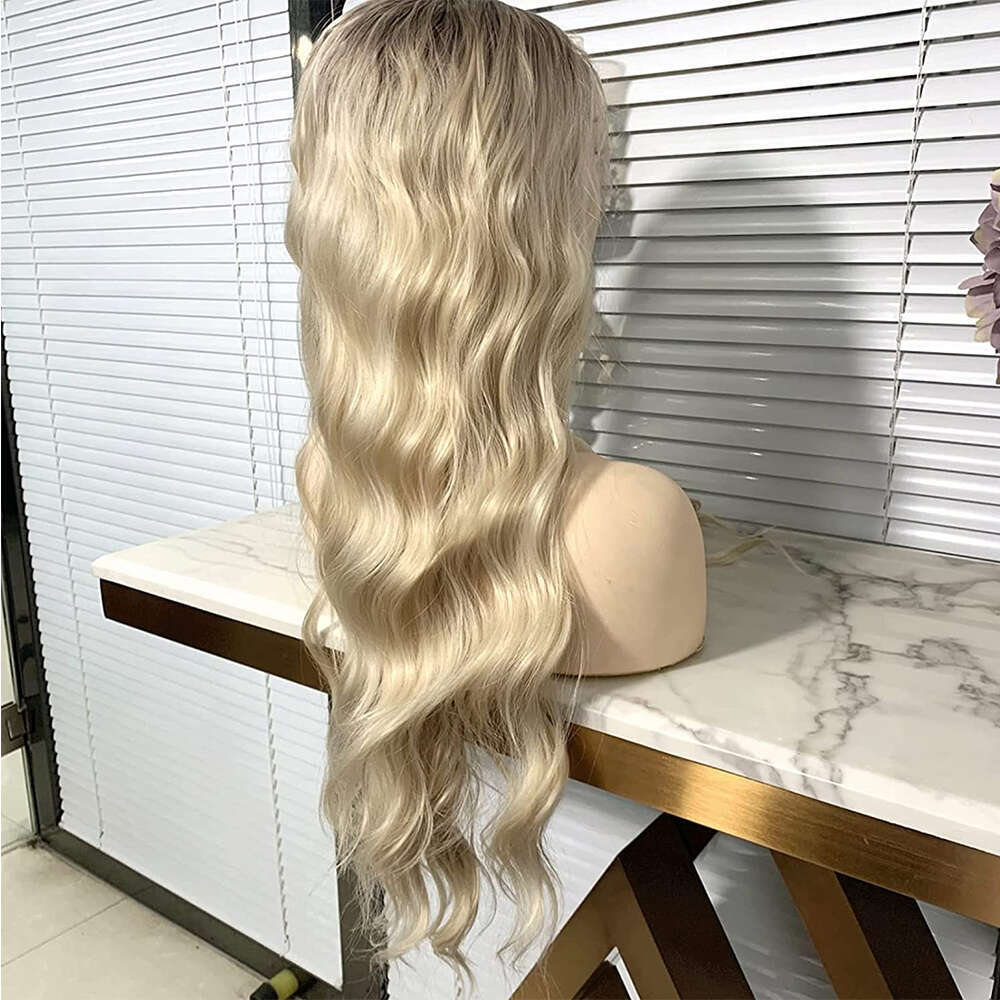 Blonde Ombre 30" Full Thick Body Wave Natural Haire Adjustable Lace Front Synthetic Heat Friendly Human Hair Feel Wig