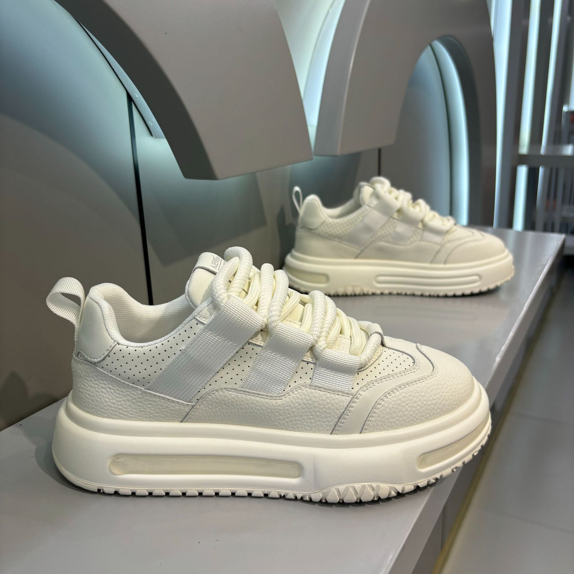 Ddmybear Trendy Brand White 2024 Autumn New Style Fashionable Splicing Air Cushion Thick Sole Height Increasing Casual Men's Shoes Chinese Brand 