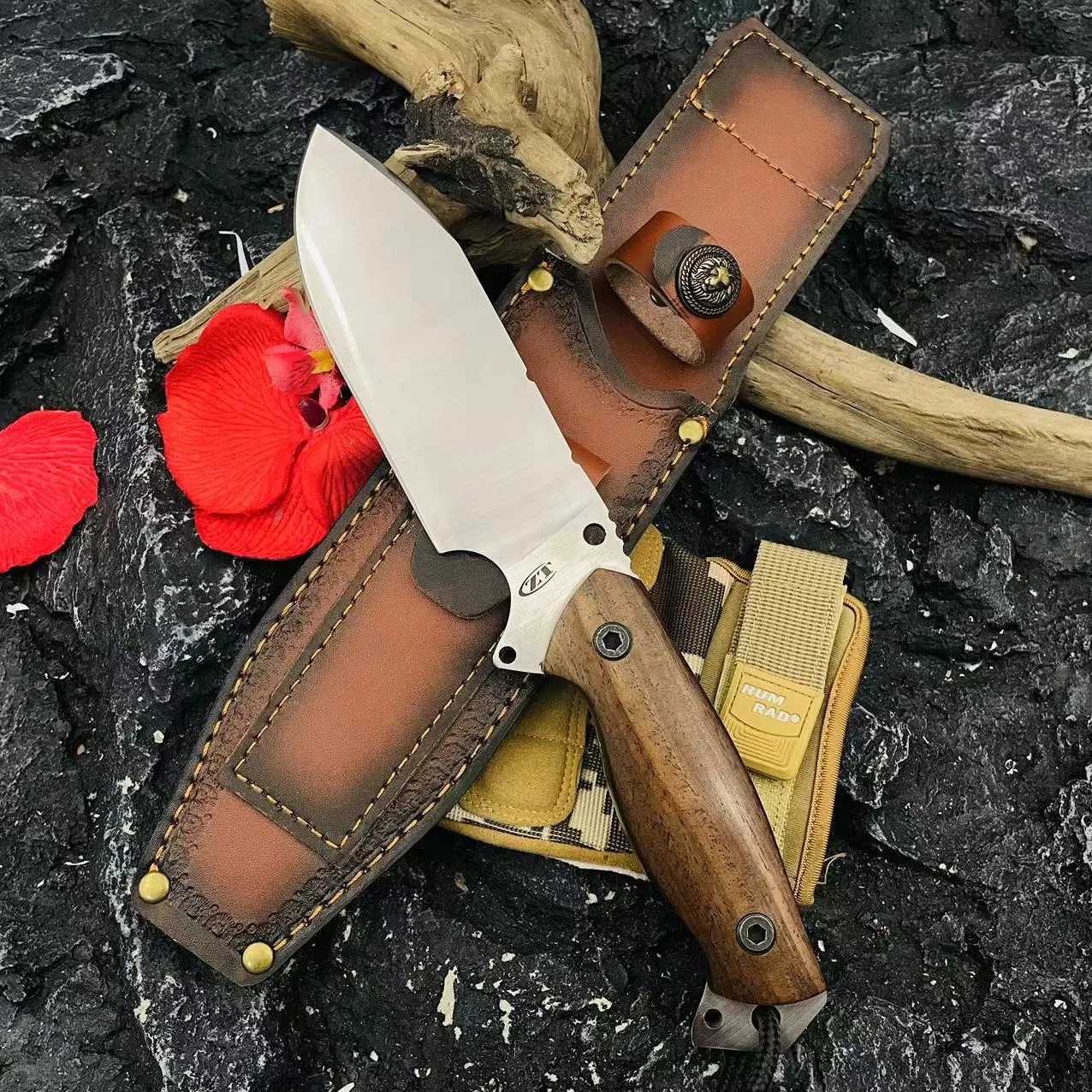 Multi-purpose outdoor thickened straight knife portable fixed blade knife with knife sleeve one keel camping collection gifts Y240914