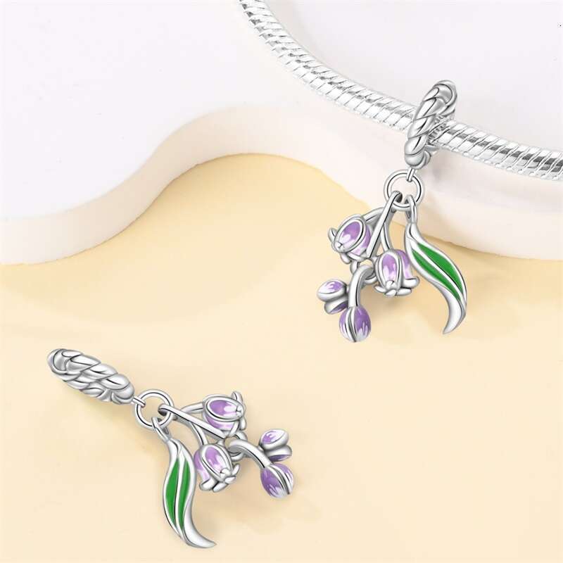 New 925 Sterling Silver Spring Tulip Pansy Flower Charms Bead Fit Original Bracelets Fine DIY Jewelry Birthday Gift