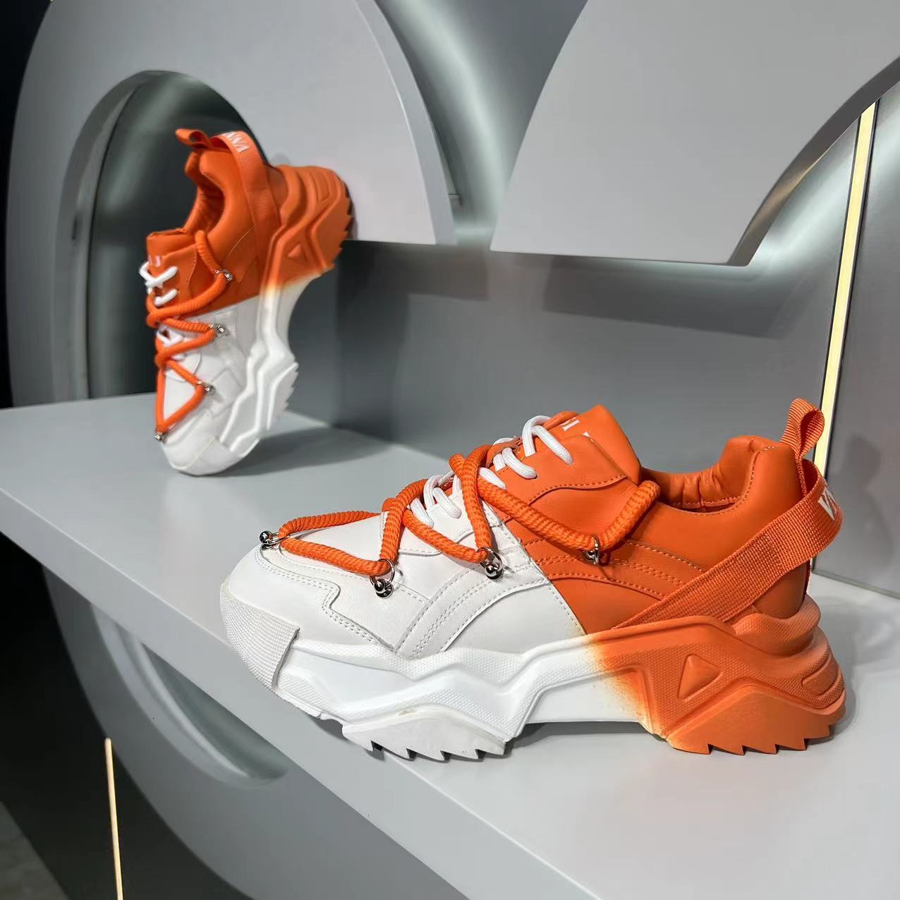 Ddmybear Autumn Thick Soled Color Blocked Fashionable Shoes, Versatile, Breathable, Sponge Sole Version Trendy Men's Shoes Chinese Brand Shoes F9