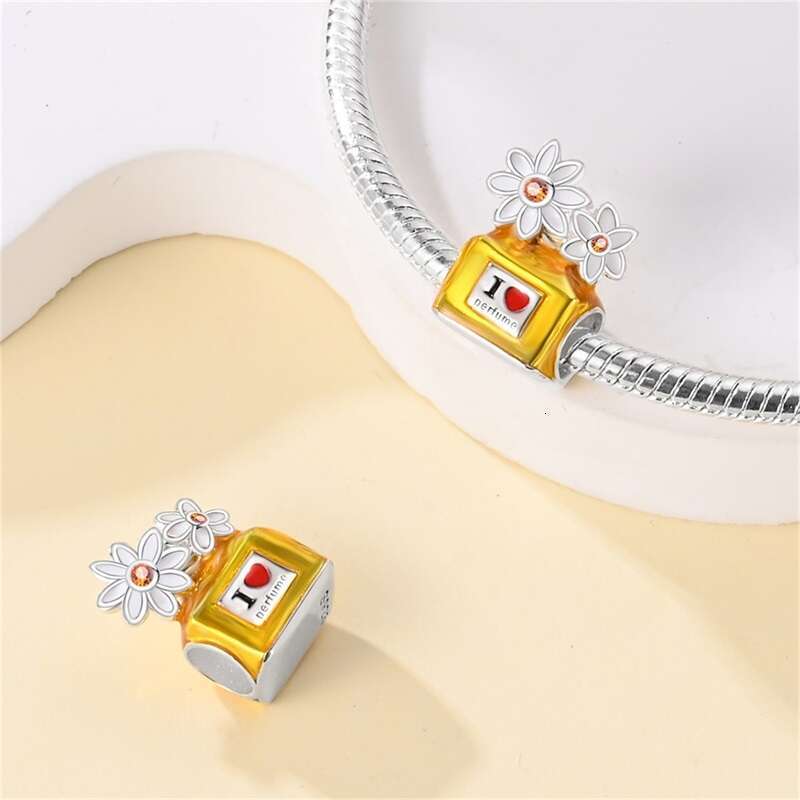 925 Sterling Silver Butterfly Crown Pink Perfume Bottle Charms Beads Fit Original Bracelets DIY Jewelry Gifts