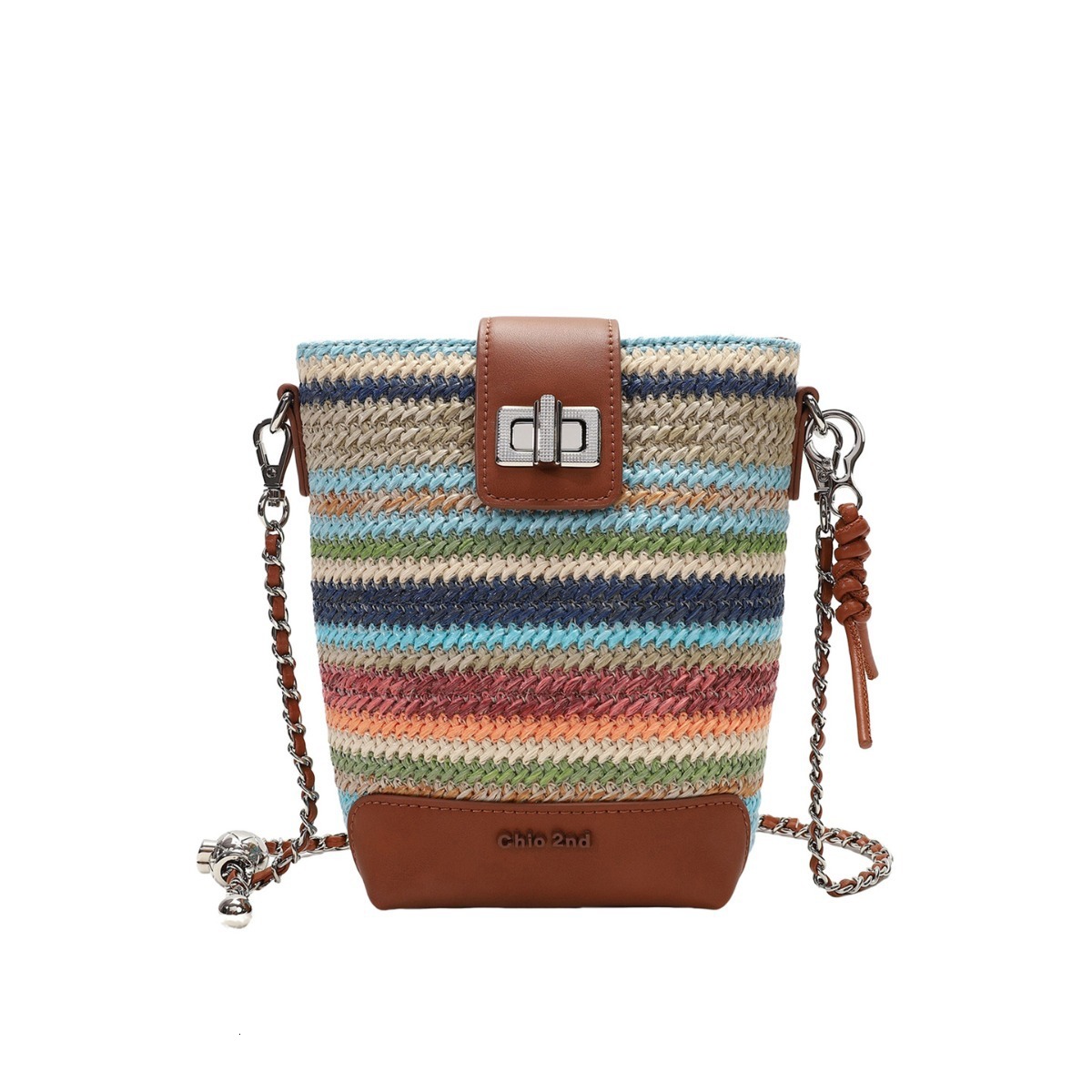 Rainbow Bridge Bucket Women's 2024 New Summer Small Woven Single Shoulder Crossbody Bag
