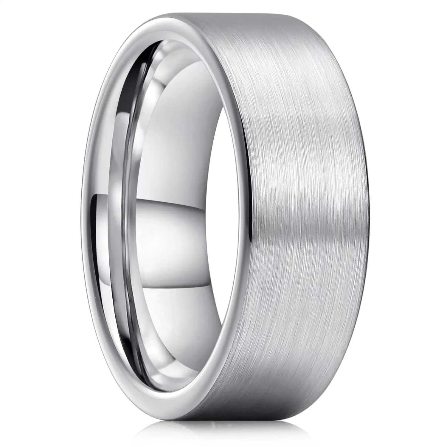 Simple 8mm Men Stainless Steel Rings Black Brushed Matte Finish For Women Wedding Band Jewelry Drop 240906
