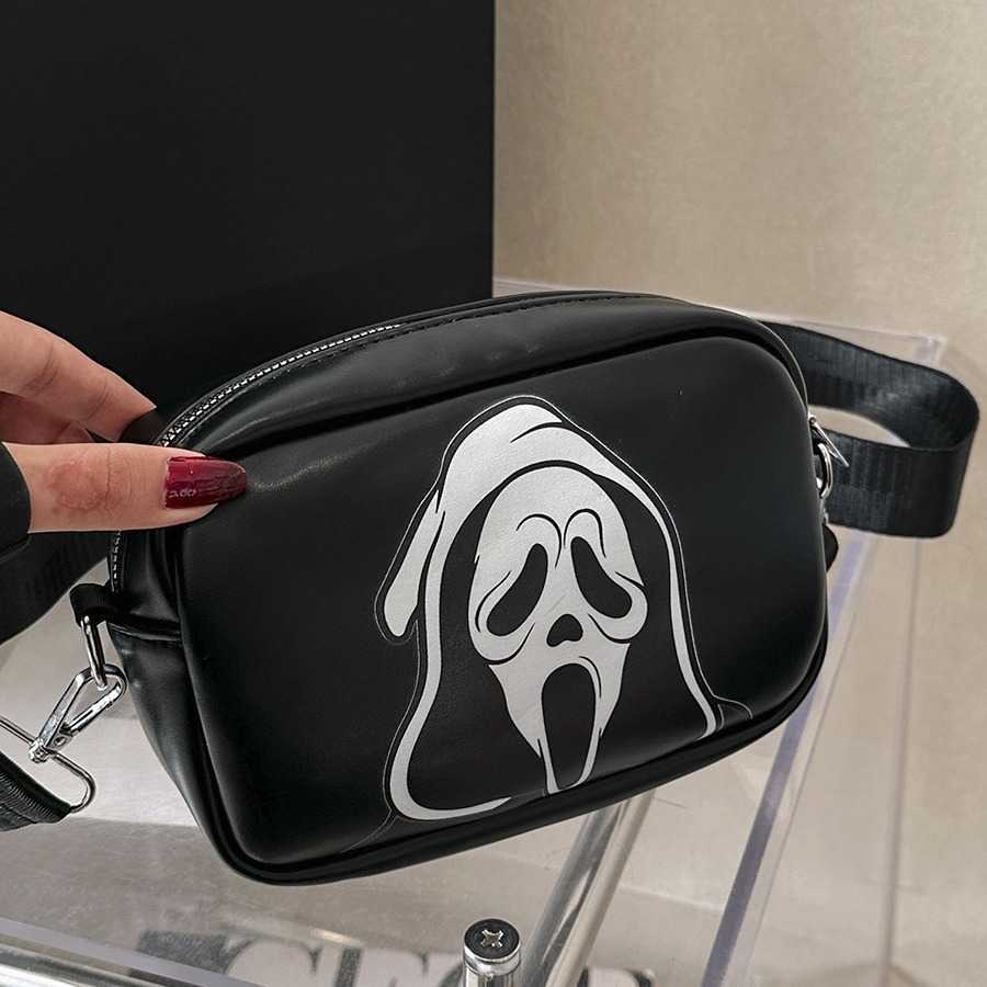 CMM Halloween Funny Skeleton Single Shoulder Bag Womens Trendy and Personalized Small Square Bag Collection Casual Womens Bag