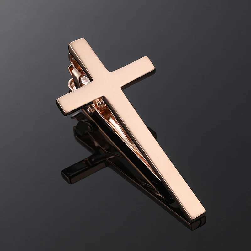 Mens tie clip made of laser bar saxophone material cross design business suit workwear tie clip W240914