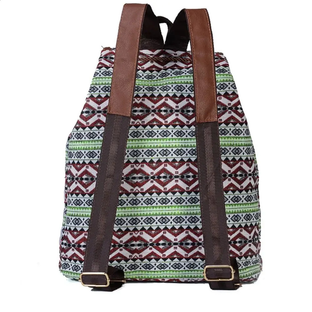 Fashion Ethnic Style Pattern School Bags Canvas Large Capacity Backpack Bags Travel Backpack Student 240912