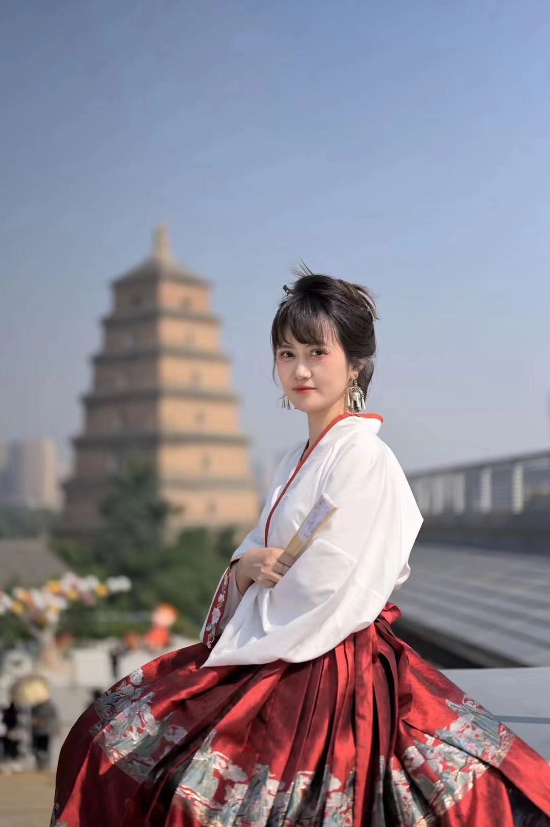 Hanfu Qianli Jiangshan Embroidered Floral Flying Sleeve New Chinese Style Red Mamian Skirt Wedding Dress for Autumn and Winter