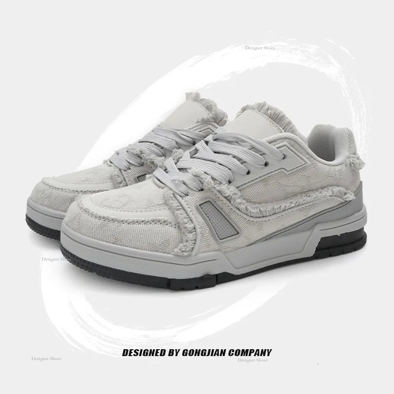 Shipping 2024 Free Denim Fringe Casual Shoes With Flat Soles Design Sense Of Niche Trendy Couples Chic Hong Kong Style Sports Shoes