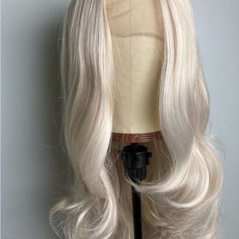 Light Hair Platinum Blonde Lace Front Long Wavy Synthetic Wig Heat Resistant Fiber 150% Women Daily Wigs