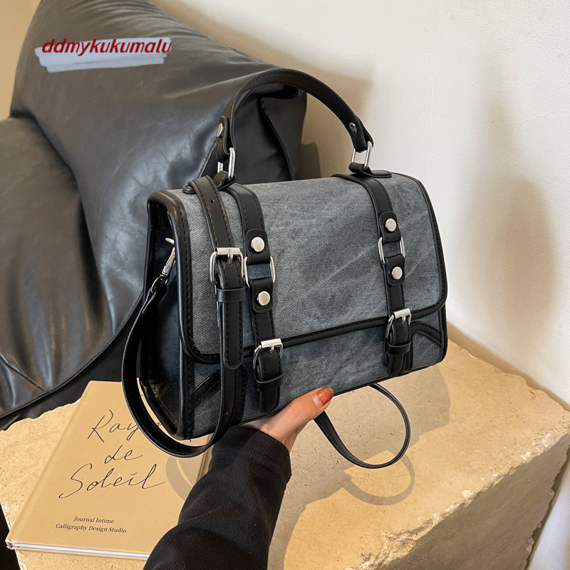 Fashionable frosted British small square 2023 autumn and winter new style versatile women's crossbody bag H7.16#36 ddmykukumalu