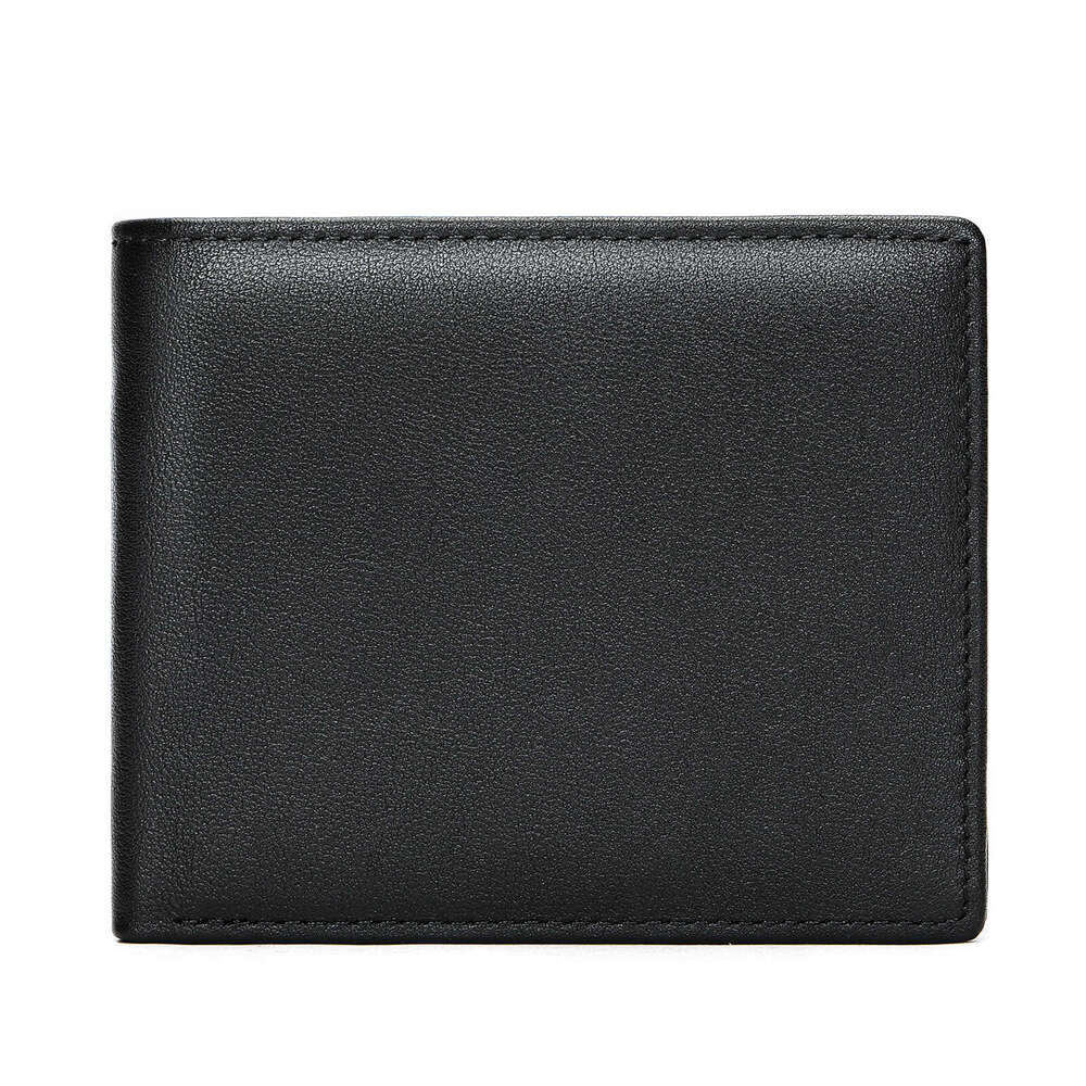 AMZZ Men's leather short zero wallet, handmade cowhide anti-theft card swipe bag