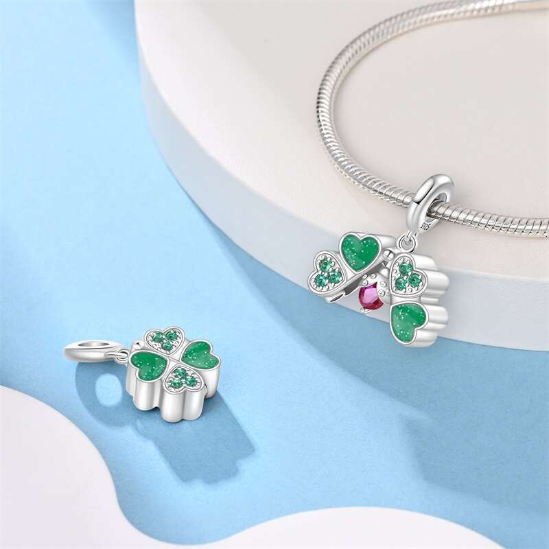 925 Sterling Silver Butterfly Four Leaf Clover Friendship Charms Pendants Fit Original Bracelets DIY Jewelry Gifts