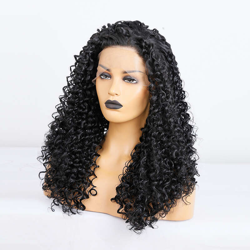 High Density Synthetic Curly Wigs For Women Human Hair 10% Mixed Glueless Heat Resistant Preplucked Lace Front Wig With Babyhair
