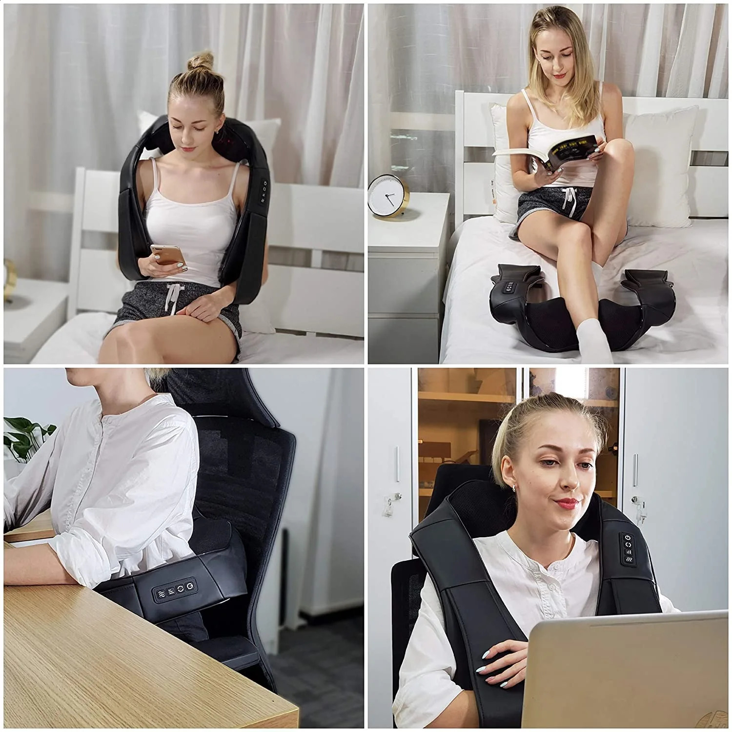 Heated neck and back massager electric deep tissue kneading and massage pillow for shoulders back and neck muscle ww 240919