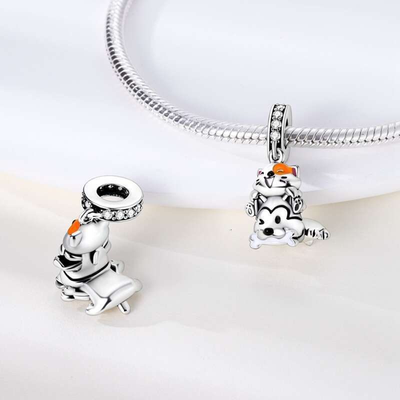 925 Sterling Silver Hourglass Cat Dog Butterfly Insect Pink Charms Bead Fit Original Bracelets Fine DIY Jewelry