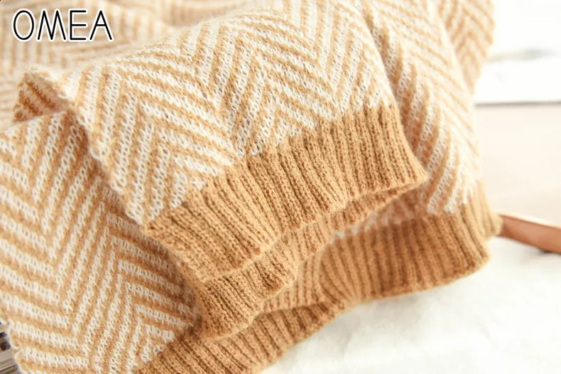 OMEA Cashmere Scarf Winter Accessories Herringbone Wool Scarf Women Knitted Shawls and Wraps Blanket Scarf Thickened 240909