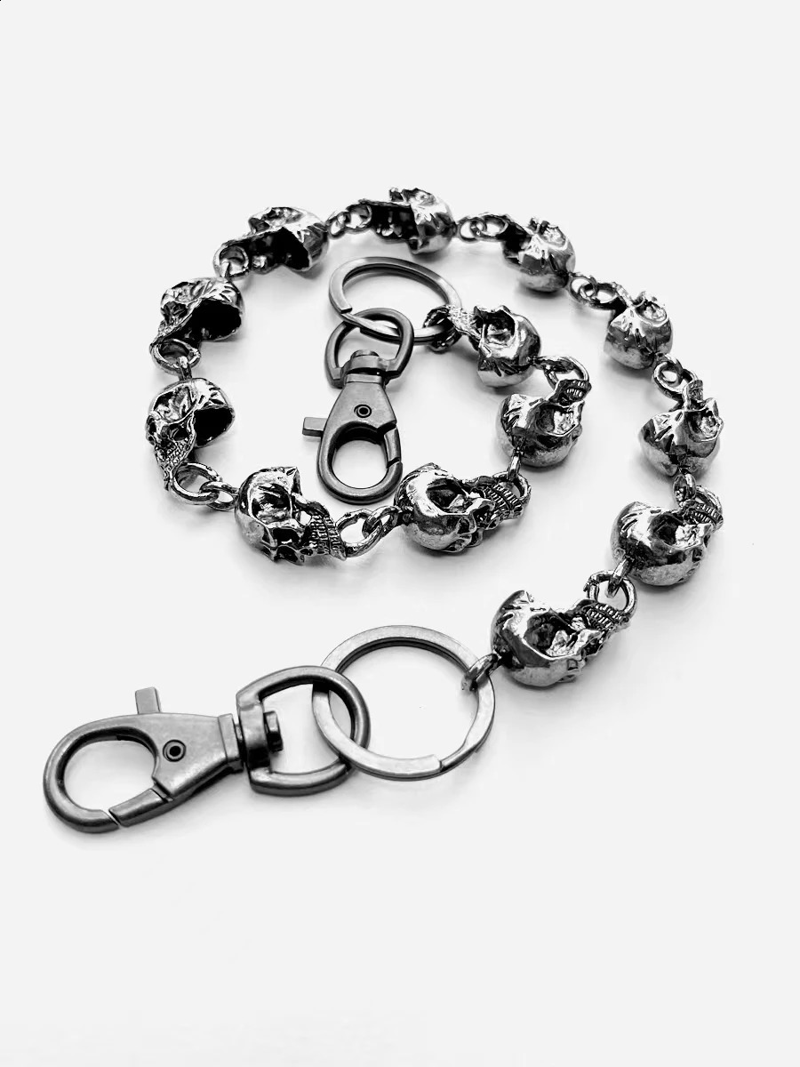 Mens waist chain keychain retro skull metal hip-hop gothic punk skull pants jeans bicycle wallet keychain accessories 240914 - view 4