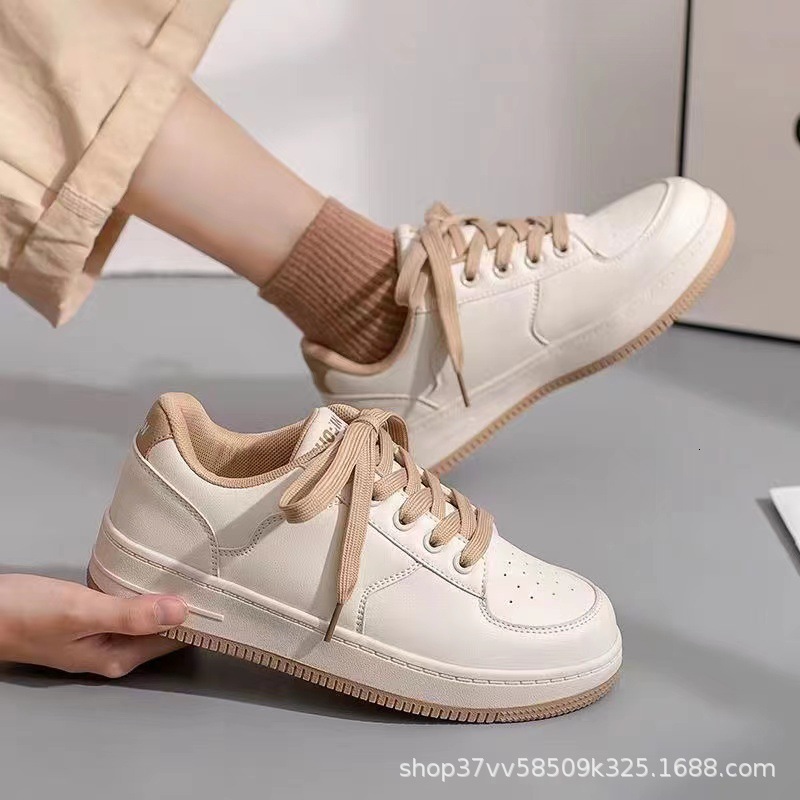 White Korean Thick Soled Four Seasons Board Shoes High School Students New Lace Up Breathable Casual Women Sneakers