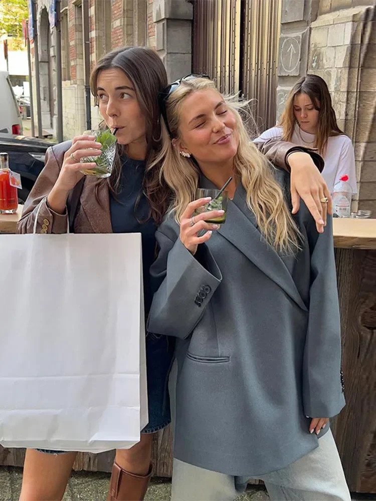 Fashion Lapel Hidden Buckle Womens Suit Jacket Female Commute Long Sleeves Pocket Spliced Coat 2024 Casual Office Outerwear 240910