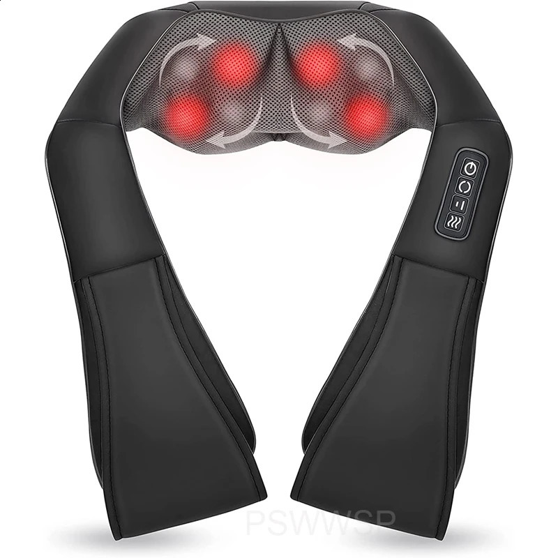 Finger pressure neck and back massager with soothing heat Nekteck electric deep tissue 3D kneading massage pillow used for shoulders legs and neck 240