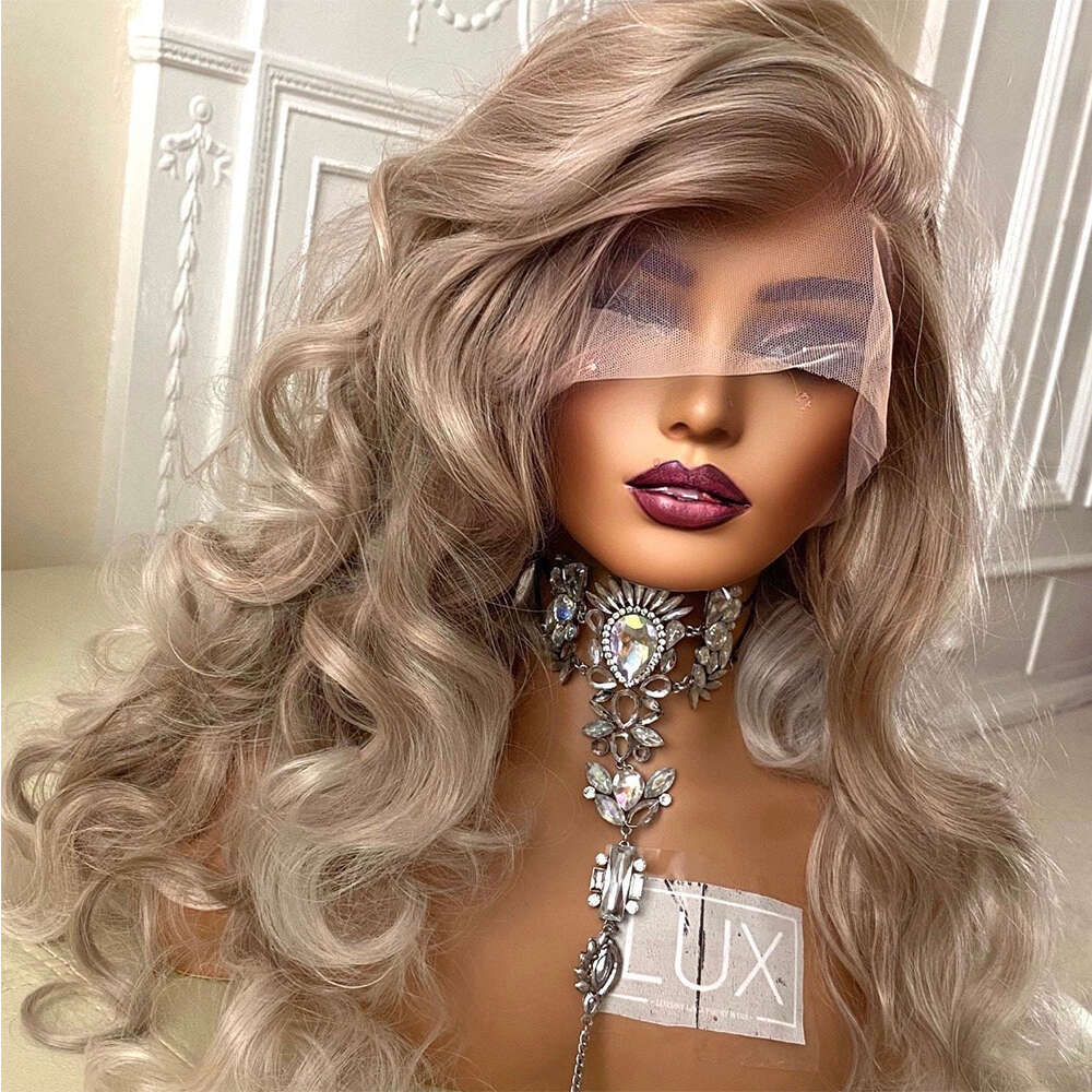Mix Of Blonde Highlights And Lowlights Front Wig 26 Inches Heat Protected Synthetic Fiber Transparent Lace Wigs Glueless