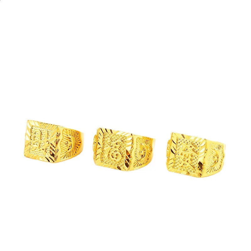 High quality AU999 gold ring rich mens 24K pure tycoon jewelry boss wealth gift 240912