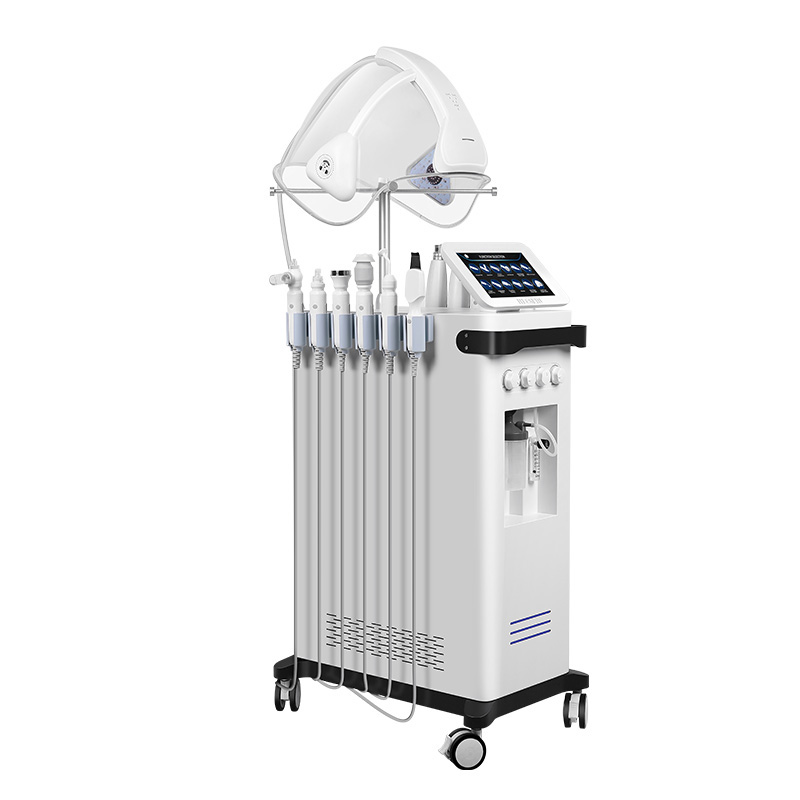 Professional 12 IN 1 Oxygen Dome Mask Pore Exfoliating Skin Care Lifting Machine Dermabrasion Facial Deep Cleansing Instrument Aqua Hydro Beauty Equip