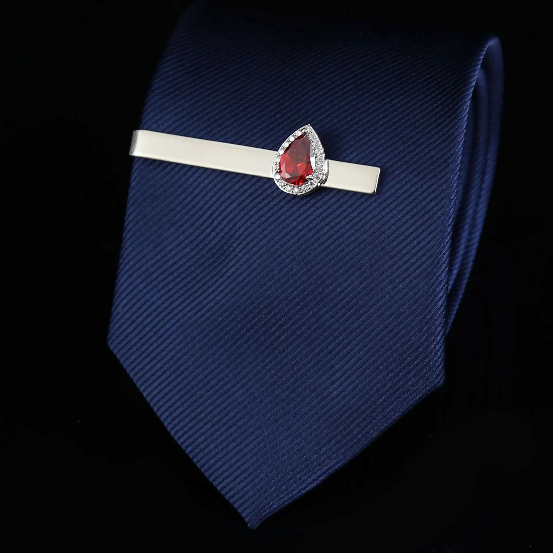 High end mens tie clip mens fashionable wedding dress necklace accessories jewelry luxury water droplet zircon tie clip mens gift W240914