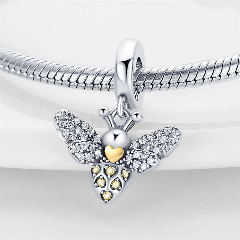 925 Sterling Silver Suower luminous Gem Bees Charms Beads Fit Original Bracelets DIY Jewelry Graduation Gift