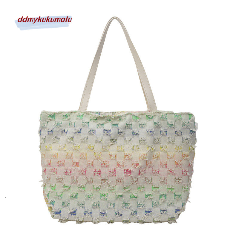 Lazy style, color fantasy tote women's new fashion, large capacity, versatile, personalized commuting shoulder bag, trendy H7.22#20 kukumalu