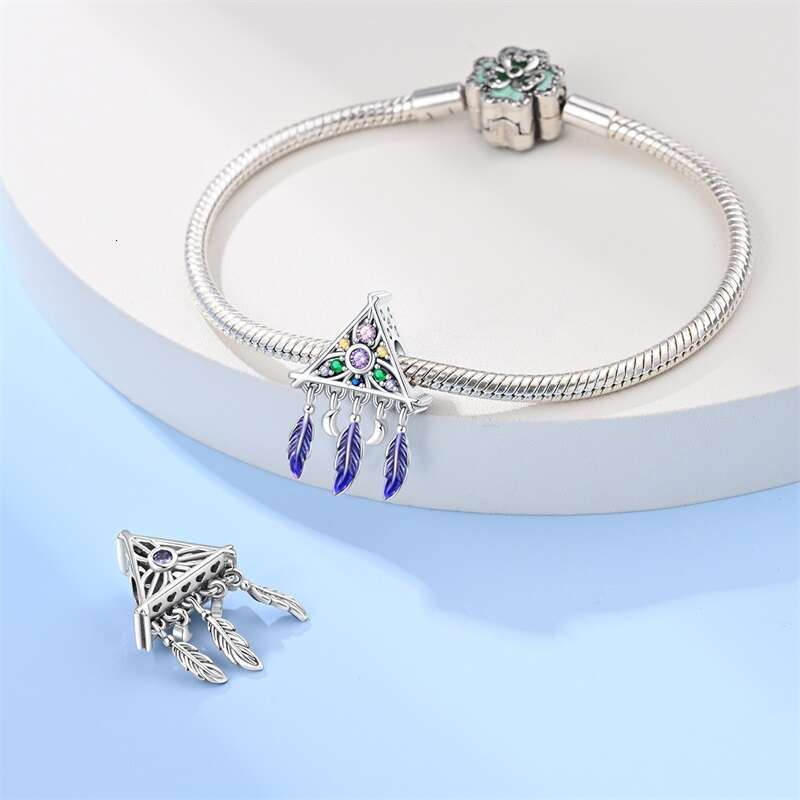 New 925 Sterling Silver Butterfly Dream catcher Tassel Charms Pendant Feather Bead Fit Original Bracelets DIY Jewelry