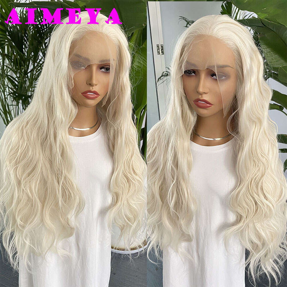 Platinum Blonde Synthetic Lace Front For Women Natural Haire Loose Curly Wig Daily Use Cosplay Heat Resistant Fiber Hair